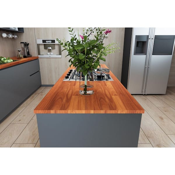 7.2 ft. L x 25 in. D, Karri Butcher Block Standard Countertop in Clear with Hybrid Edge