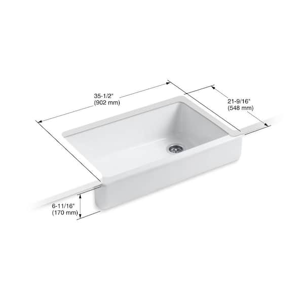 Whitehaven Farmhouse Apron Front Self-Trimming Cast Iron 36 in. Single Bowl Kitchen Sink in White