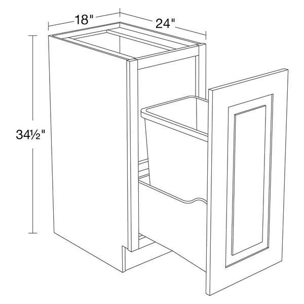 Newport Blue Painted Plywood Shaker Assembled Trash Can Kitchen Cabinet 1 Can FH 18 W in. 24 D in. 34.5 in. H