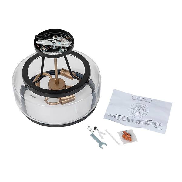 Lumin 11.8 in. 3-Light Black and Brass Semi-Flush Mount with Clear Glass Shade