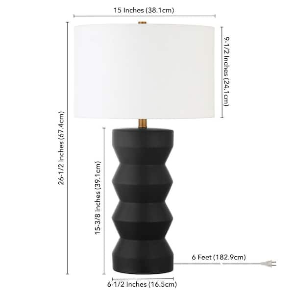 Carlin 26.5 in. Matte Black Ribbed Ceramic Table Lamp