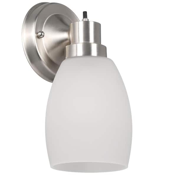 Lydia Transitional 4.6 in. 1-Light Satin Nickel Indoor Wall Sconce with Twist On/Off Switch
