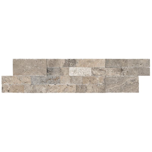 Trevi Gray Ledger Panel 6 in. x 24 in. Natural Travertine Wall Tile (6 sq. ft./Case)