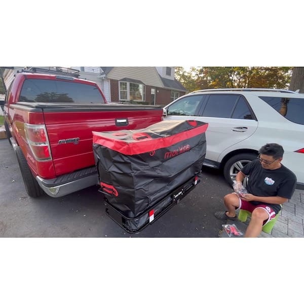 500lb Capacity Rustproof Hitch Mount Cargo Carrier 48inx18inx6in + 15 Cu.ft Waterproof Cargo Bag and Packing Cubes, Red