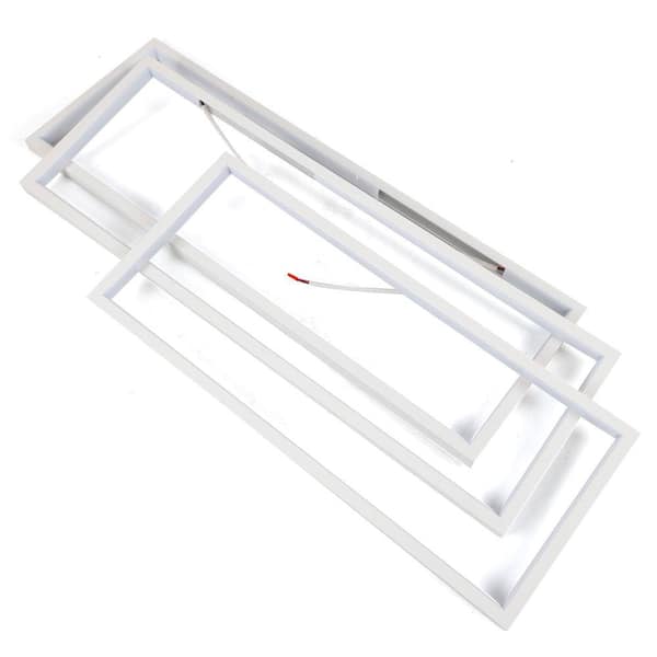 35 in. 1-Light Modern White Integrated LED Square Acrylic Dimmable Flush Mount Ceiling Light with Remote