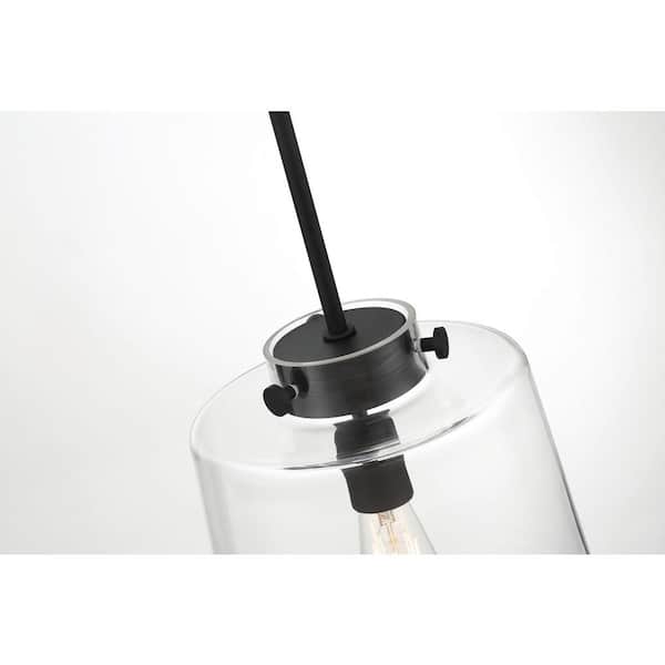 Mullins 10 in. 1-Light Coal Pendant Hanging Light, Modern Industrial Kitchen Pendant Lighting