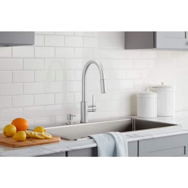 Paulina Single-Handle Pull-Down Sprayer Kitchen Faucet with TurboSpray, FastMount and Soap Dispenser in Stainless Steel