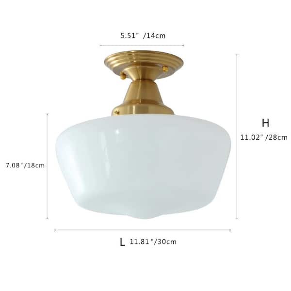 Modern 1-Light Simple Dome Semi Flush Mount Farmhouse Ceiling Ceiling lighting with Clear Glass Shade