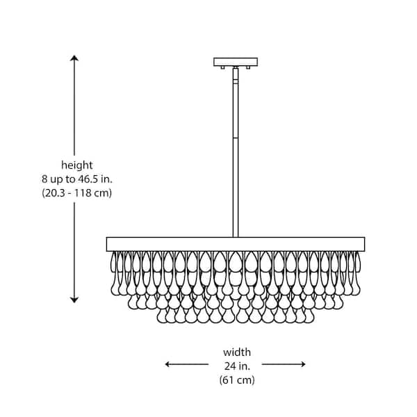 4-Light Brass and Tiered Crystal Pendant Light Fixture with Hanging Crystal Beaded Shade