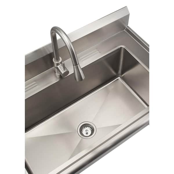 41.7 in. x 24 in. x 49.2 in. Stainless Steel Utility Sink with Pull out Faucet
