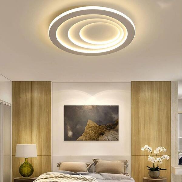 19.7 in. 1-Light White Acrylic Lampshade Integrated LED Flush Mount Ceiling Light