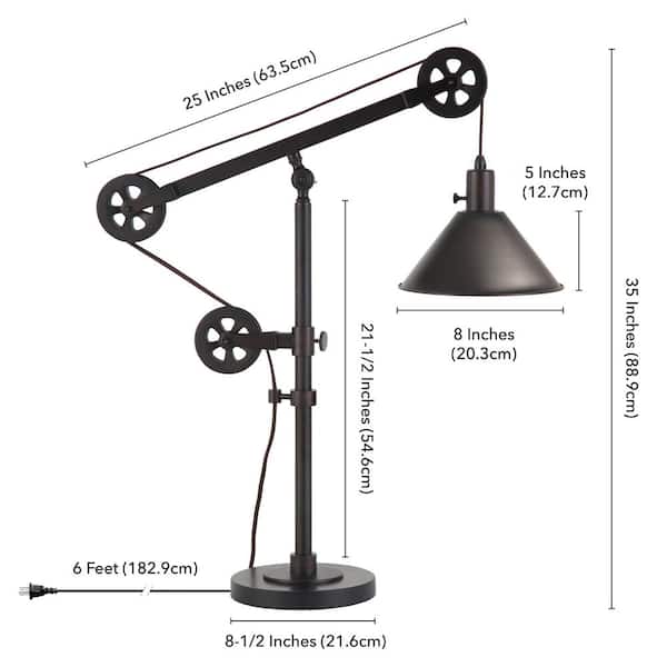 Descartes 29 in. Blackened Bronze Table Lamp with Pulley System table l