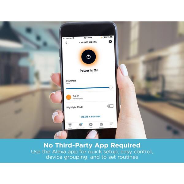 24 in. LED Voice-Enabled Smart Under Cabinet Lighting Kit, 1-Bar Adjustable White Light