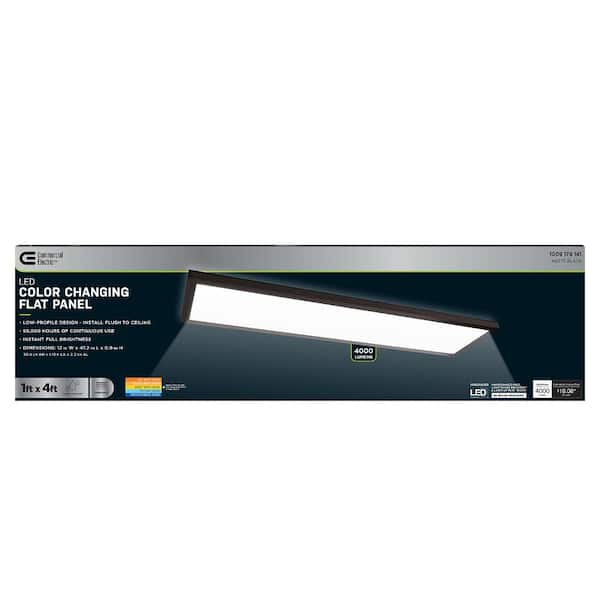 1 ft. x 4 ft. 50-Watt Dimmable Matte Black Integrated LED 4000 Lumens Flat Panel Ceiling Flush Mount Color Change 5CCT