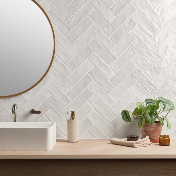 Amagansett Gin White 2 in. x 8 in. Mixed Finish Ceramic Subway Wall Tile (5.38 sq. ft. / case)