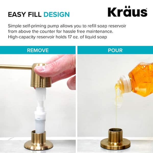 Kitchen Soap Dispenser in Brushed Gold