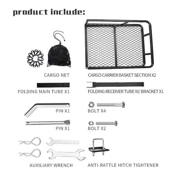 500 Pound Capacity Folding Steel Mesh Cargo Carrier Luggage Basket