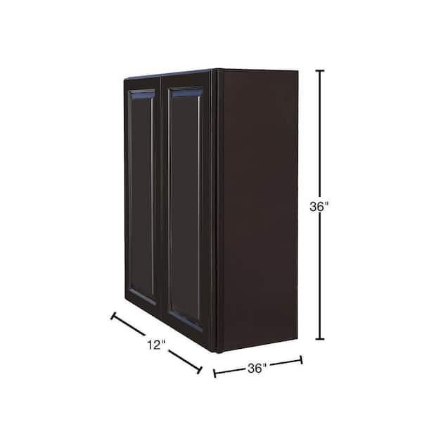 LaPort Assembled 36 in. x 36 in. x 12 in. Wall Cabinet with 2 Doors 2 Shelves in Dark Espresso