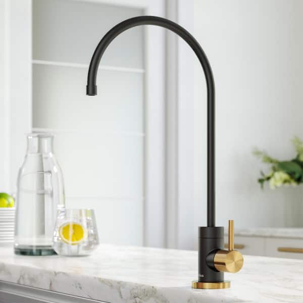 Purita Single Handle Drinking Water Filter Beverage Faucet in Brushed Brass/Matte Black