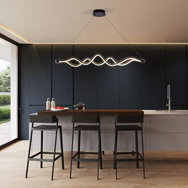 Modern Creative Integrated LED Dimmable Black Hanging Pendant Light