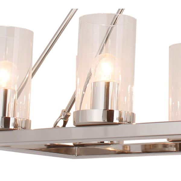 8-Light Nickel Candle Style Chandelier with Clear Glass shade