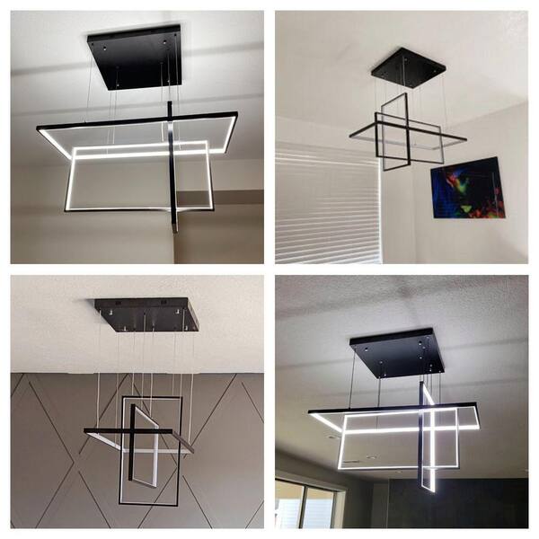 Boston 3 - Light Integrated LED Black Kitchen Island Chandelier with Wrought Iron Accents