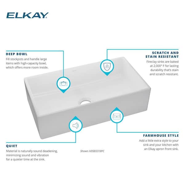 Burnham White Fireclay 33 in. Single Bowl Farmhouse Apron Kitchen Sink