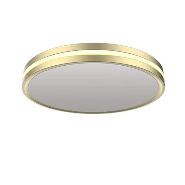 Ashburrow 15 in. Light Gold Adjustable CCT Integrated LED Flush Mount with Night Light