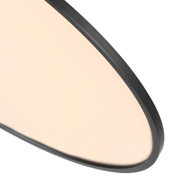 Salm 48.55-Watt ETL Certified Integrated LED Black Height Adjustable Chandelier with 24 in. Wide LED Disk Pendant