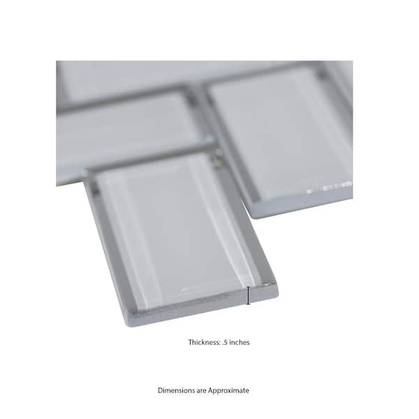 Ice Bevel Herringbone 13 in. x 11 in. Glossy Glass Mesh-Mounted Mosaic Tile (10.6 sq. ft. / case)