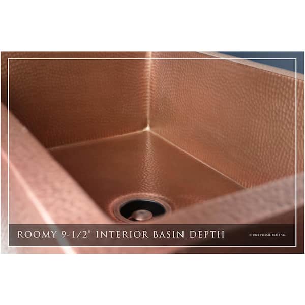 Luxury Medium Patina 12-Gauge Copper 30 in. Single Bowl Farmhouse Apron Kitchen Sink with Accs and Flat Front