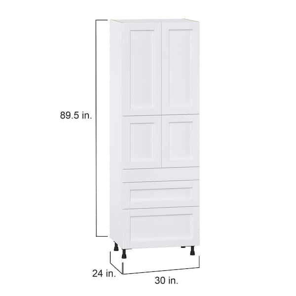 Mancos Glacier White Shaker Assembled Pantry Kitchen Cabinet with 5-Drawers (30 in. W x 89.5 in. H x 24 in. D)