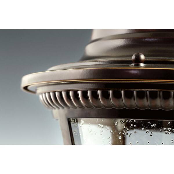 Westport Collection 1-Light Antique Bronze Clear Seeded Glass Traditional Outdoor Close-to-Ceiling Light