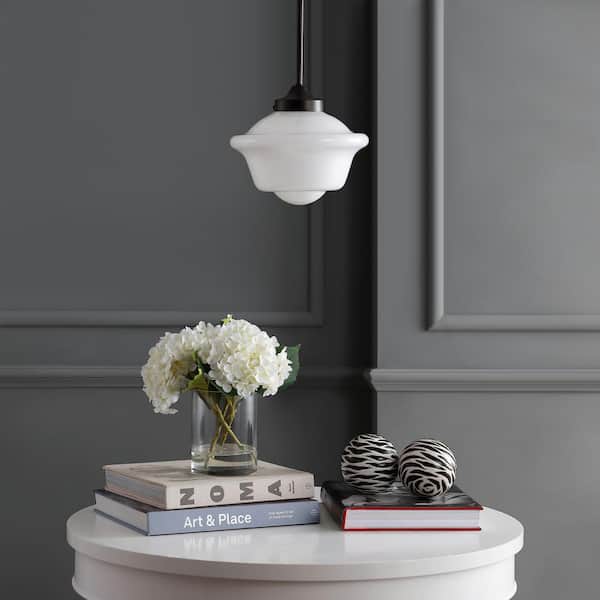 Kurtz 9.5 in. 1-Light Oil Rubbed Bronze LED Pendant with Adjustable Drop Metal/Glass