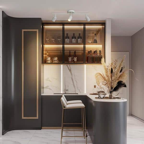 2 ft. 3-Bulb 1470 Lumens Sand White LED Track Lighting Kit Fixed Rail with Rotating Heads, 3000K