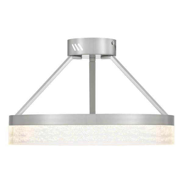 15.75 in. Brushed Nickel Integrated LED Semi-Flush Mount with Bubble Shade