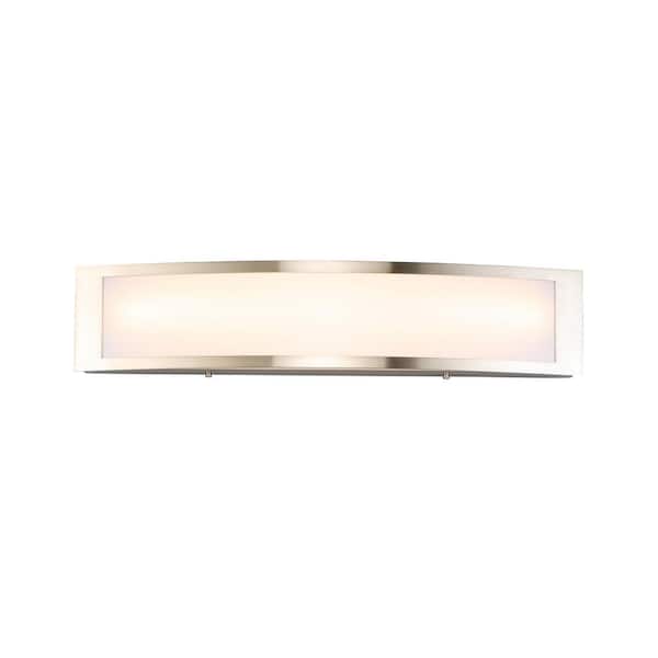 Woodbury 24.6 in. 1-Light Brushed Nickel Integrated LED Bathroom Vanity Light Bar with Frosted Acrylic Shade