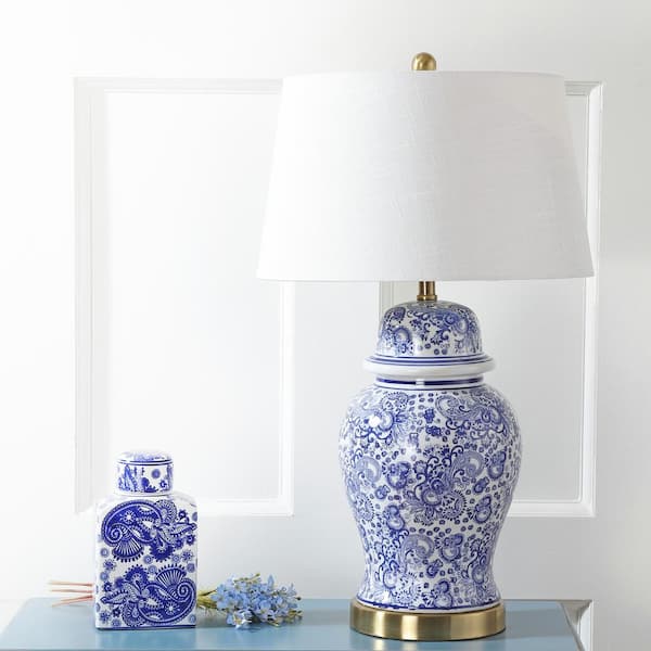 Ellis 29.5 in. H Ceramic Table Lamp, Blue/White