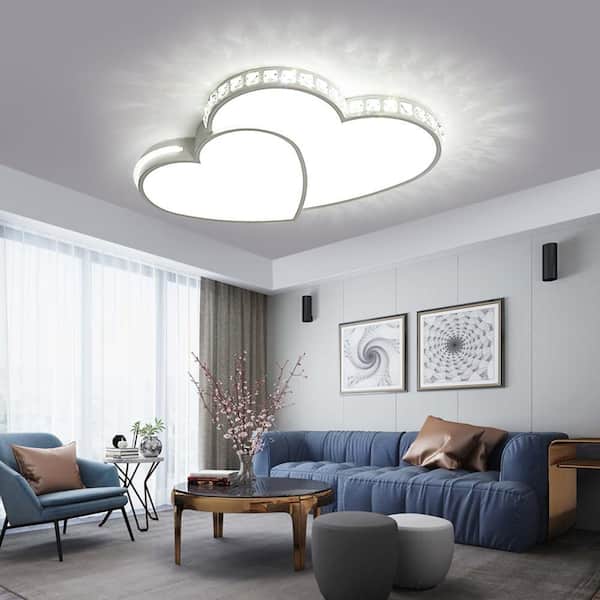 20 in. 1-Light White Integrated LED Flush Mount Heart Shape Design Ceiling Light