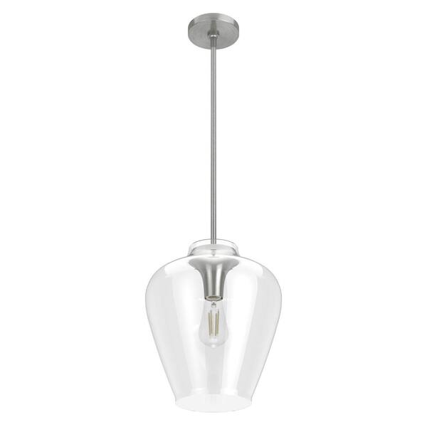 Vidria 1 Light Brushed Nickel Pendant with Glass Shade Kitchen Light