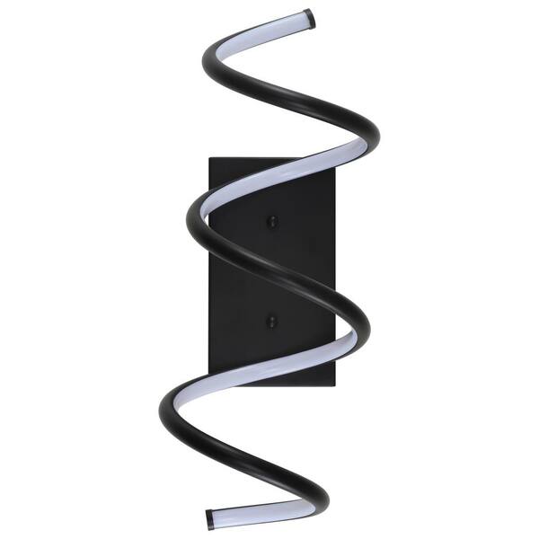 Scribble 7 in. Black Modern Metal Integrated LED Vanity Light Sconce