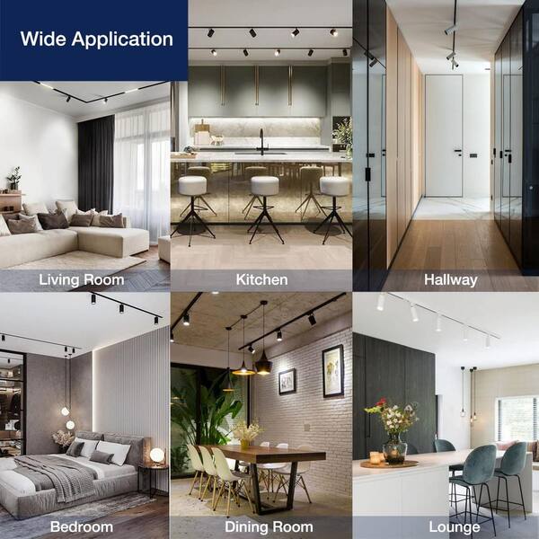 1-Light Black Integrated LED Linear Track Lighting Mini Cylinder Step Head (4-Pack)