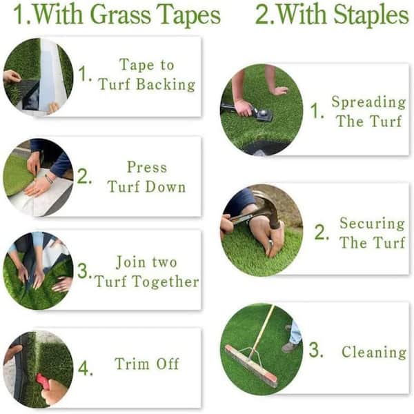 Premium Deluxe 6 ft. x 10 ft. 4-Tone Green Artificial Grass Turf