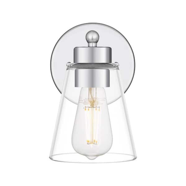 Eastburn 1-Light Polished Chrome Wall Sconce with Clear Glass Shade