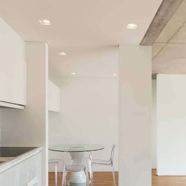 4 in. Trimless Slim Square Recessed Anti-Glare LED Downlight, White, Canless IC Rated, 1000 Lumens, 5 CCT 2700K-5000K