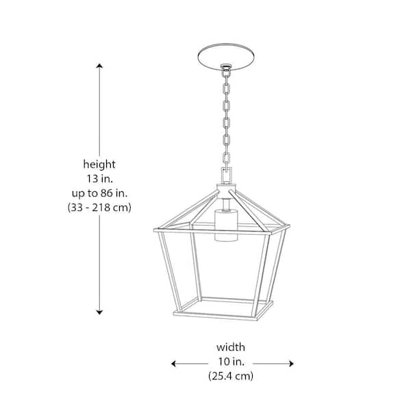 10 in. 1-Light Black Farmhouse Pendant Light Fixture with Caged Metal Shade