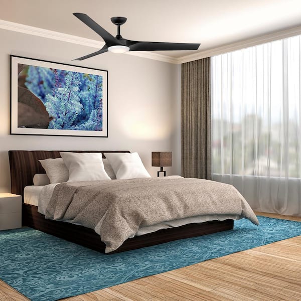 Gossamer 52 in. Integrated LED Indoor Matte Black Ceiling Fan with Remote Control and White Color Changing Light Kit
