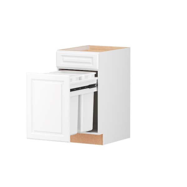 Designer Series Elgin Assembled 18x34.5x23.75 in. Dual Pull Out Trash Can Base Kitchen Cabinet in White