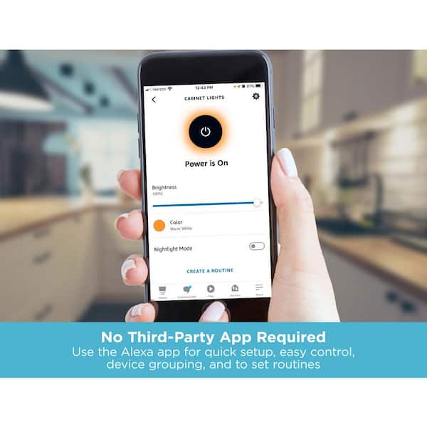 18 in. LED Voice-Enabled Smart Under Cabinet Lighting Kit, 1-Bar Adjustable White Light