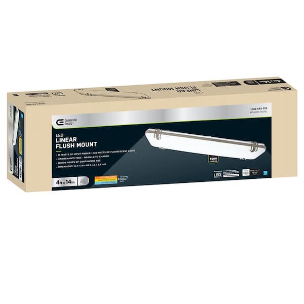 Mission Industrial 48 in. x 15 in. Brushed Nickel Adjustable CCT LED Flush Mount Ceiling Light 5500 Lumens Dimmable